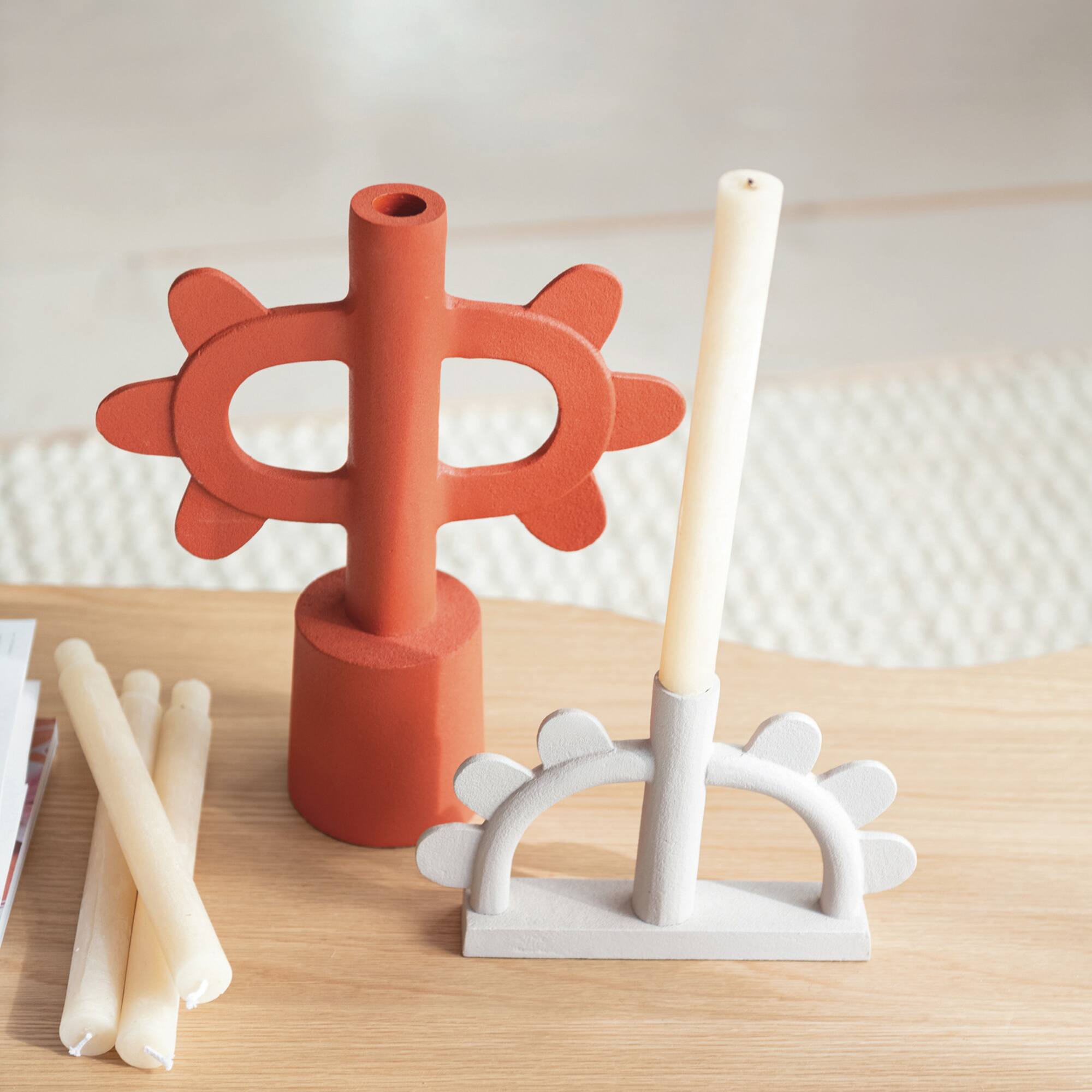 Hello Honey® 9" White Scalloped Taper Candle Holder